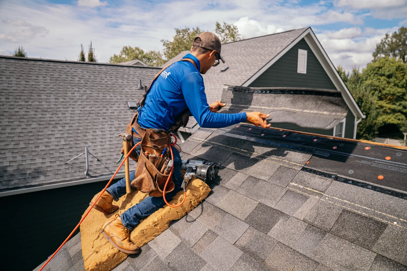 Tarping and dry-in on a Nineveh commercial roof